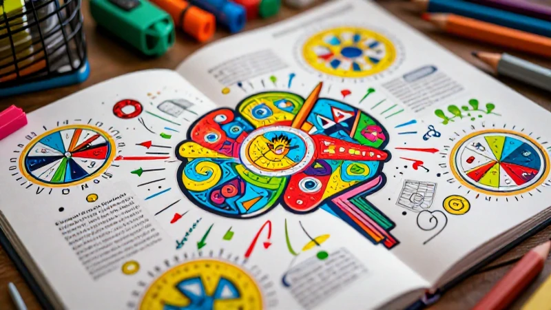 Ilustración vibrante de un mapa mental educativo moderno