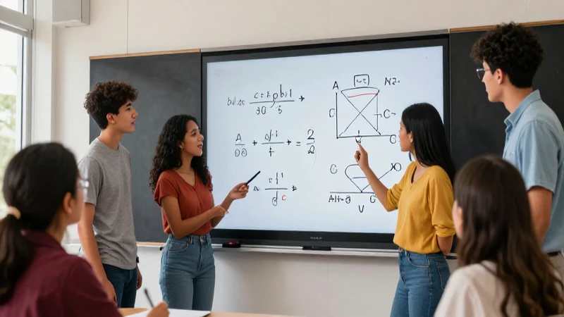 Revive tu forma de enseñar matemáticas con nuestra innovadora escuela secundaria de matemáticas en México 3 Estudiantes mexicanos interactúan con conceptos matemáticos digitales