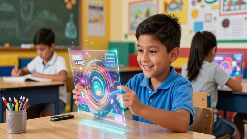 Estudiante mexicano aprende con herramientas holográficas vibrantes