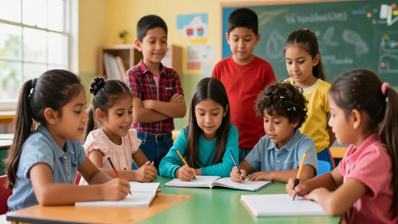Niños mexicanos diversos aprendiendo con entusiasmo