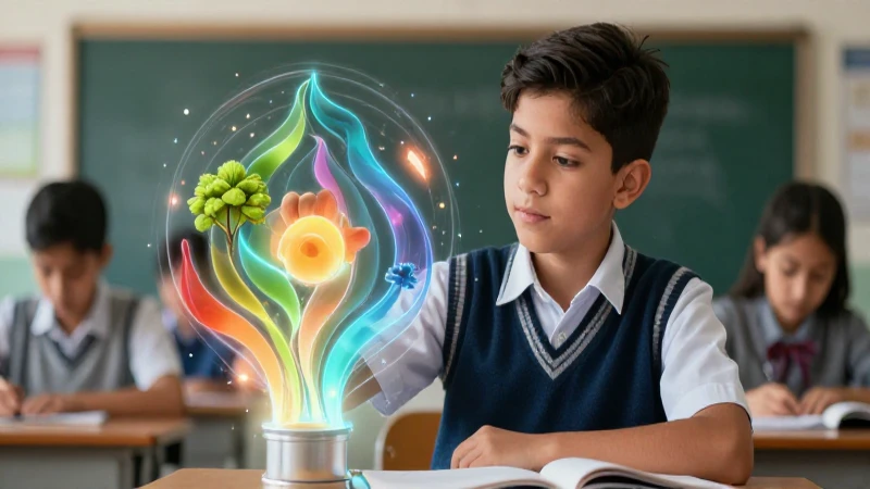 Nueva Escuela Mexicana: Transformando la Educación de Nivel Básico 9 Estudiante mexicano interactúa con conocimiento vibrante
