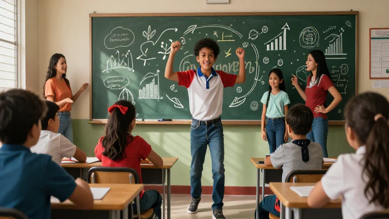Nueva Escuela Mexicana: Transformando la Educación de Nivel Básico 5 Estudiantes mexicanos dinámicos aprenden en un entorno moderno y vibrante