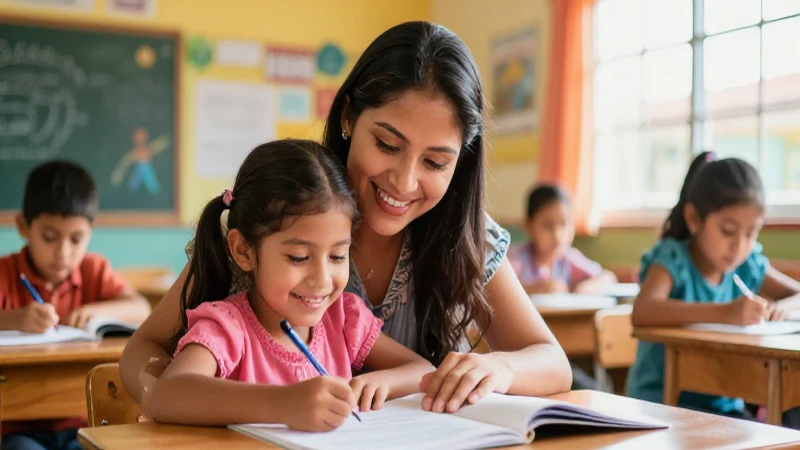 Conoce la nueva escuela mexicana: guía práctica para padres 3 Madre mexicana guiando alegre a su hijo en clase