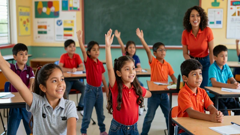 Niños mexicanos felices en un aula vibrante y activa
