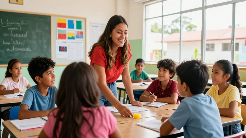 Estudiantes mexicanos colaborando en aula moderna
