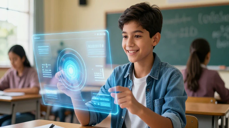 Estudiante mexicano sonríe con tecnología moderna