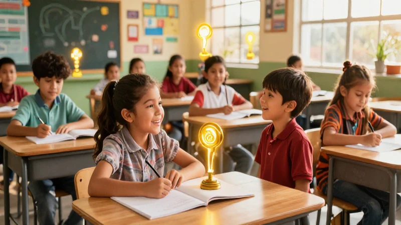 Niños mexicanos aprendiendo en clase vibrante
