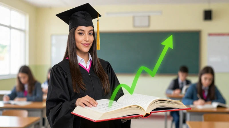 Estudiante proyectando crecimiento en aula mexicana moderna