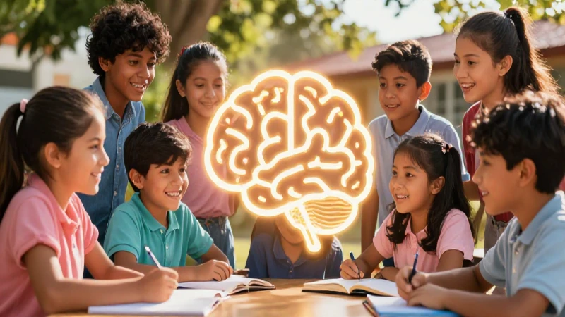 Colaboración educativa de estudiantes mexicanos vibrantes