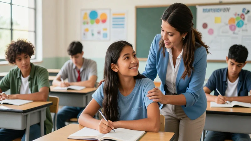 Estudiante mexicano en aula con guía docente