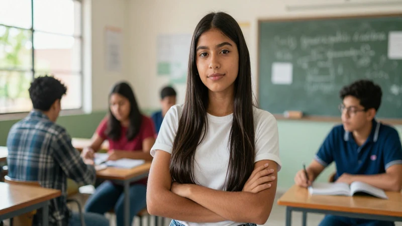 Joven mexicano estudia con confianza en la escuela