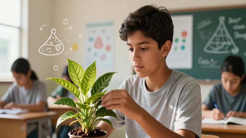 Nueva Escuela Mexicana: Conoce los Saberes y Pensamiento Científico 3 Estudiante mexicano estudia planta bajo luz intensa