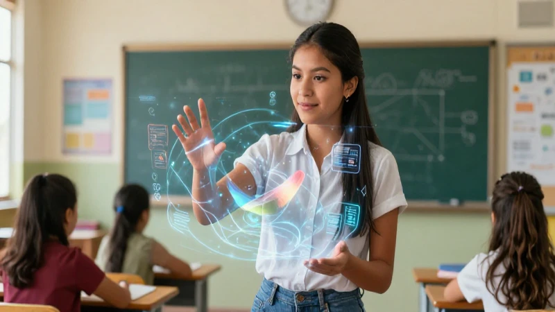 Maestra mexicana digital con red holográfica de datos