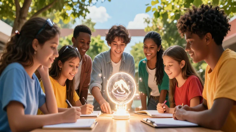 Innovación educativa en la Nueva Escuela Mexicana 3 Estudiantes mexicanos colaboran con conocimiento en escena vibrante