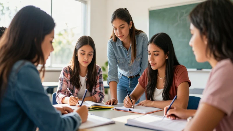 Estudiantes mexicanos colaboran en aula moderna y luminosa