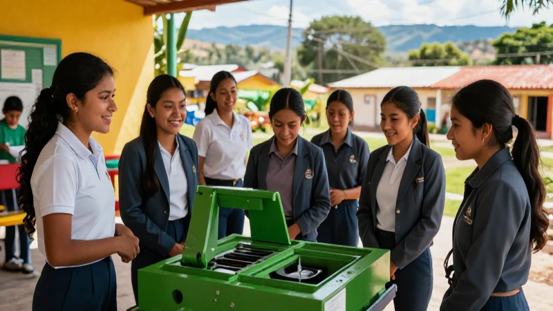 Estudiantes mexicanos son felices en un aula moderna