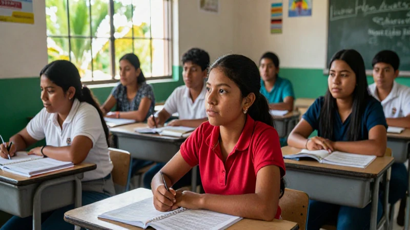 Estudiantes mexicanos aprenden en un aula rural