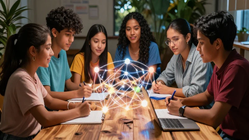 Jóvenes mexicanos colaborando en conocimiento