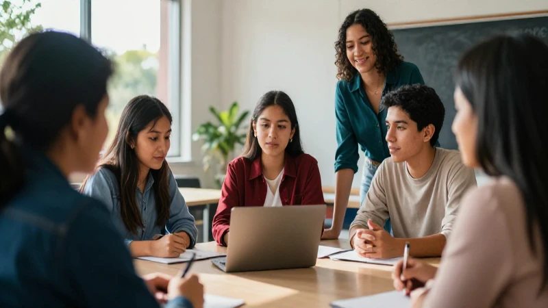 Conoce la Nueva Escuela Mexicana en Wikipedia: Innovaci贸n educativa al alcance de todos 3 Estudiantes mexicanos diversos colaboran en un espacio moderno