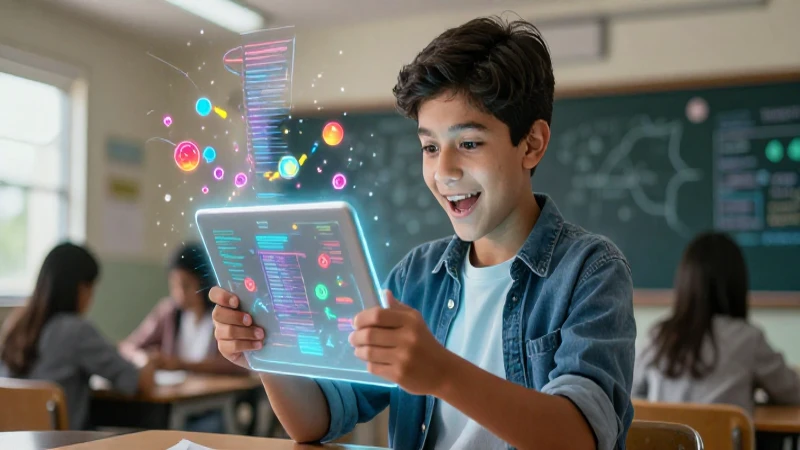 Estudiante mexicano usa tablet holográfica avanzada