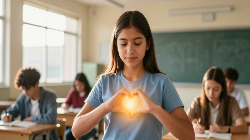Estudiante mexicano expresa empatía cuidando un corazón