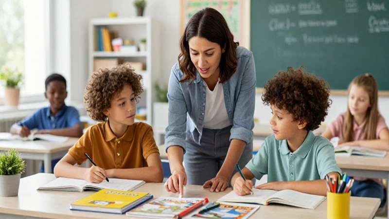 Maestra entusiasta guía aprendizaje moderno