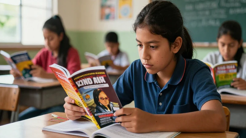 Estudiante mexicano enfocado con libros vibrantes