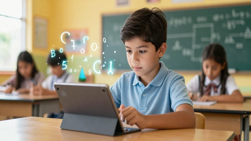 Convierte cualquier número a decimal de forma rápida y sencilla 5 Estudiante enfocado usa tableta rodeado de matemáticas