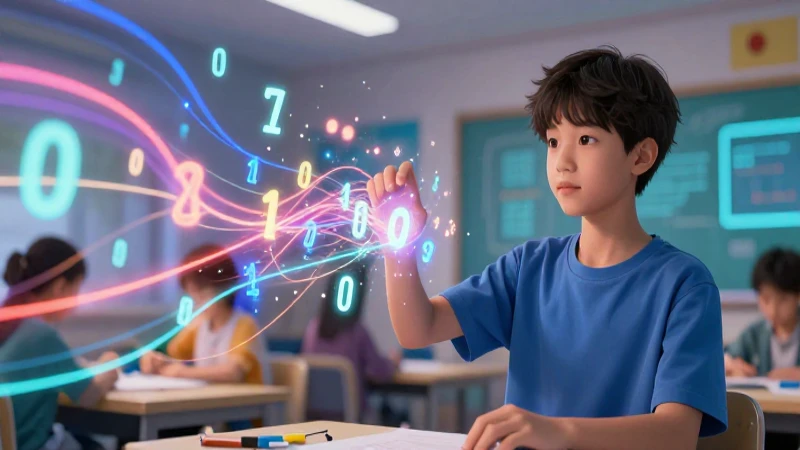 Convierte cualquier número a decimal de forma rápida y sencilla 3 Estudiante interactúa con números flotantes en entorno digital vibrante