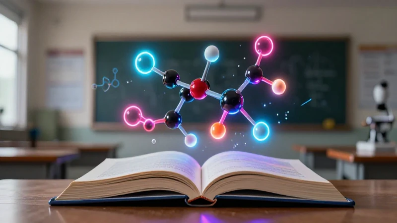 Moléculas brillantes sobre libro de química