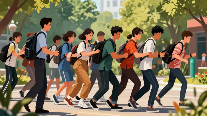 Estudiantes evacuando en simulacro controlado