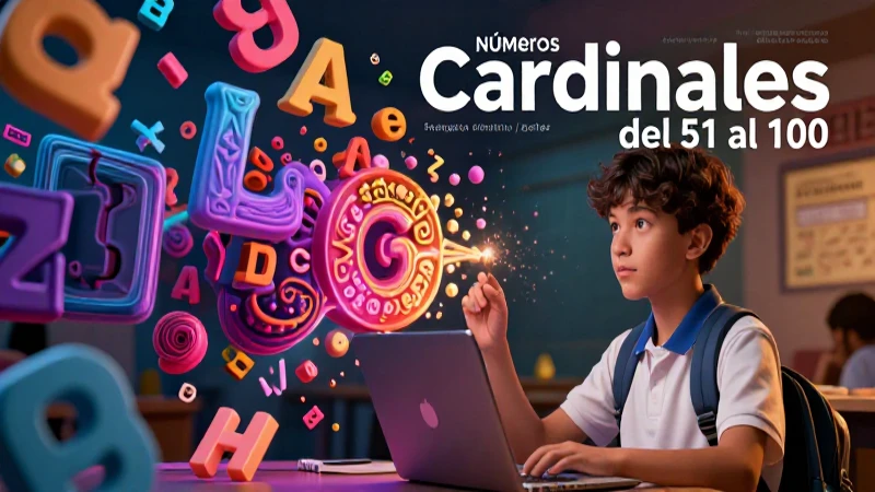 Ilustración educativa de números cardinales en inglés