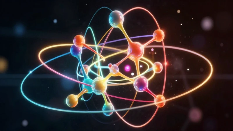 Estructura molecular brillante con orbes abstractos