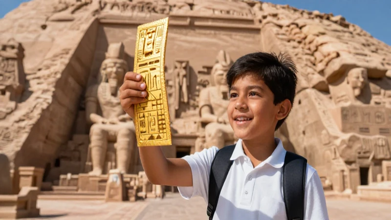 Números egipcios: Aprende en primaria de forma divertida 4 Estudiante mexicano explora pirámides egipcias