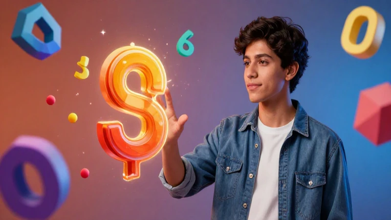 Números Enteros Ejemplos: 20 Casos Claros y Prácticos 4 Joven interactúa con números y formas abstractas