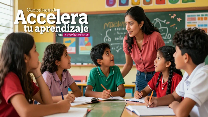 Accelera tu aprendizaje con la escuela mexicana - Descarga GRATIS PDF 7 Estudiantes mexicanos aprenden en aula vibrante