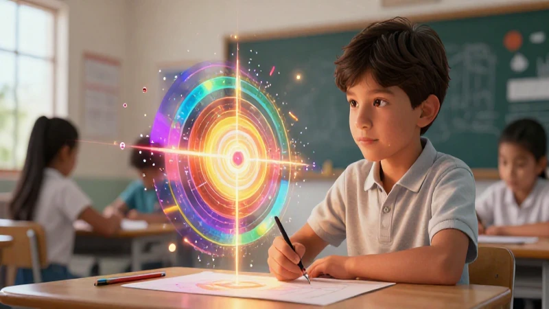 Estudiante enfocado alcanza meta educativa vibrante