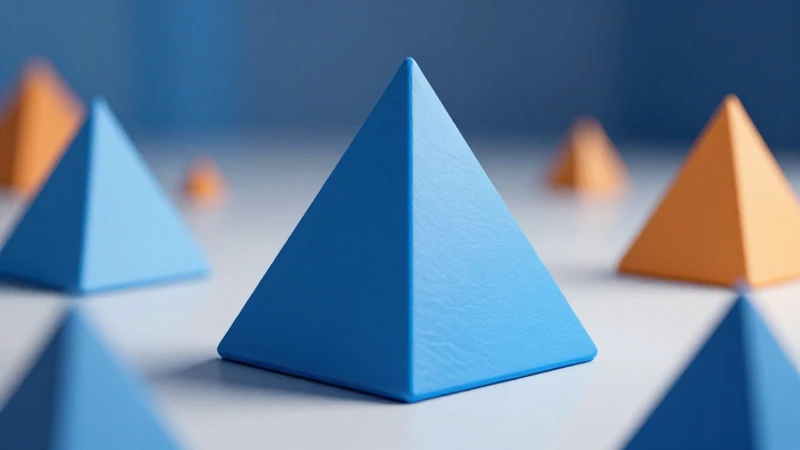 Pirámides con formas geométricas color azul y naranja