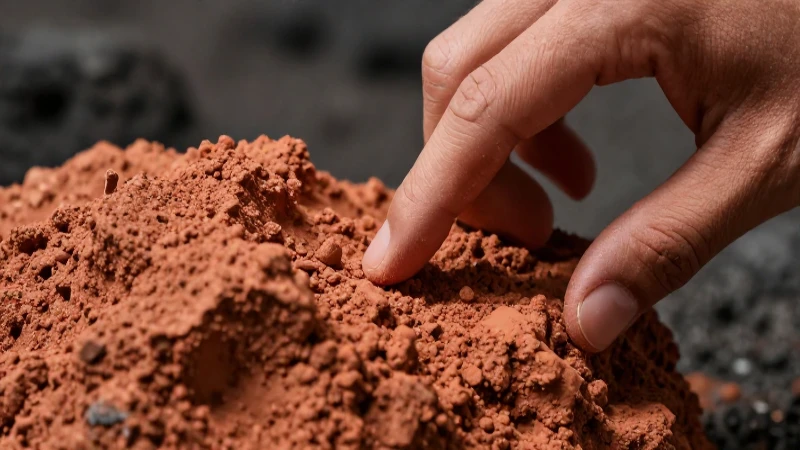 Manos interactúan con textura terrosa vibrante y dramática
