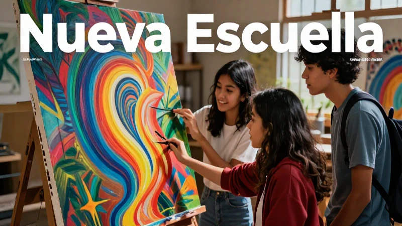 Estudiante colaborando en un vibrante lienzo educativo