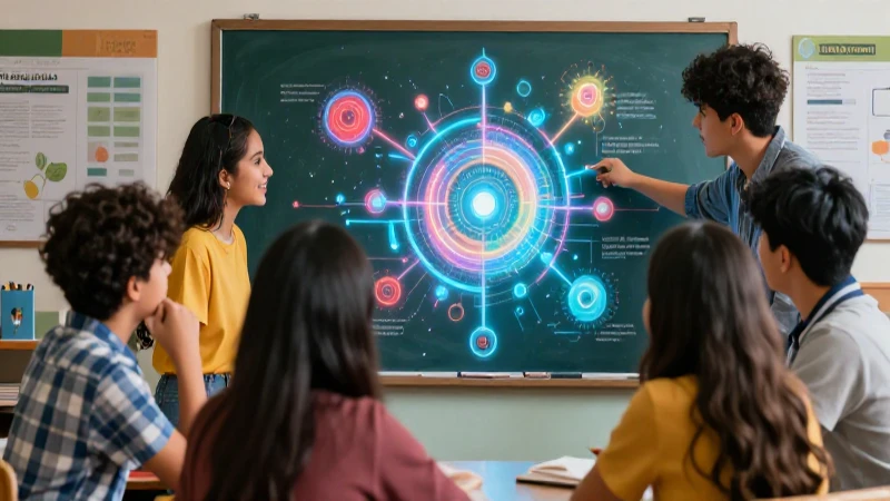 Clase vibrante estudia diagramas abstractos con luz