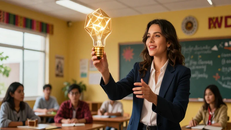 Maestra apasionada con diseño educativo vibrante