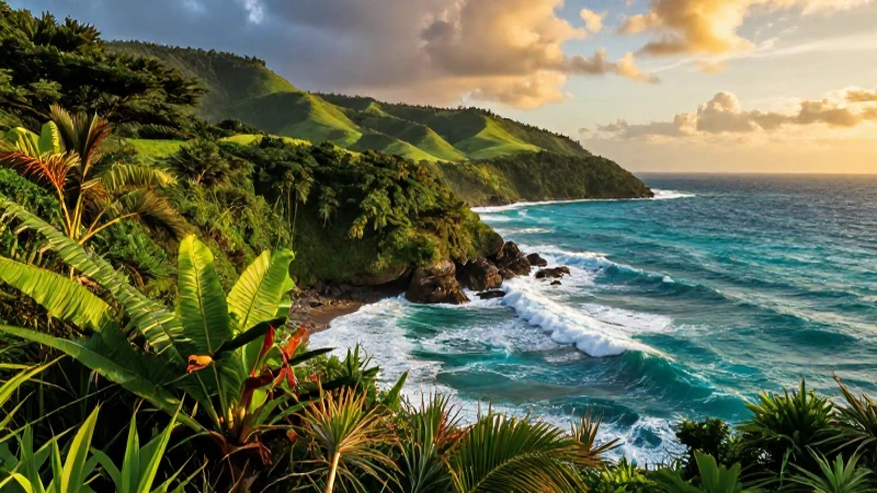 Oceánico: características, tipos, flora y fauna explicados 3 Paisaje costero realista al atardecer