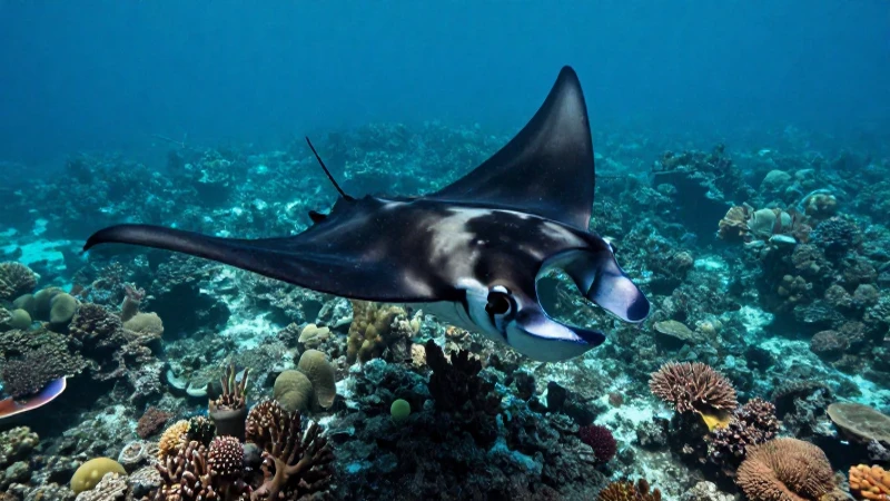 Océano Índico: Flora, Fauna, Clima y Características Clave 6 Manta majestuosa en arrecife indonesio
