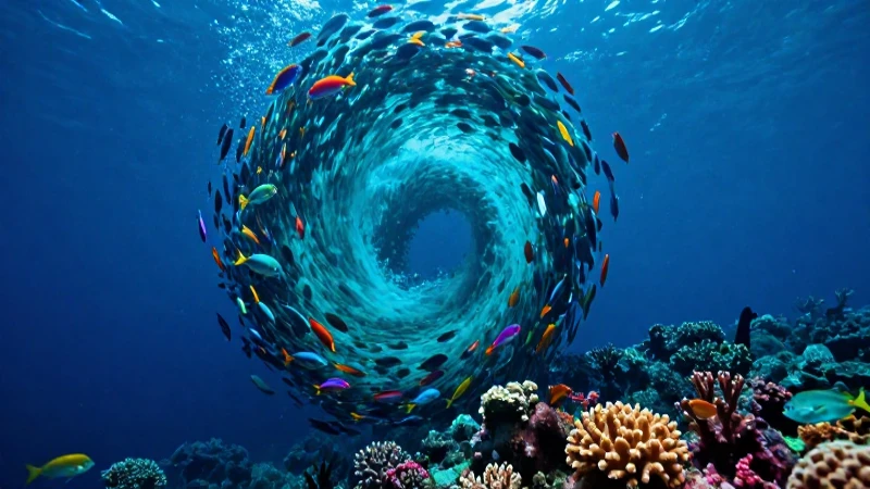 Conoces la flora, fauna y contaminación en los océanos 8 Océano dinámico, coral vibrante y vívida ilustración