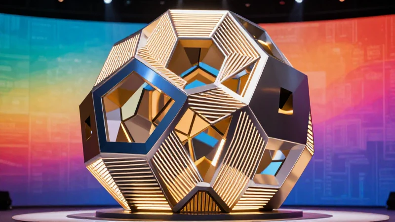 Escultura geométrica futurista y detallada