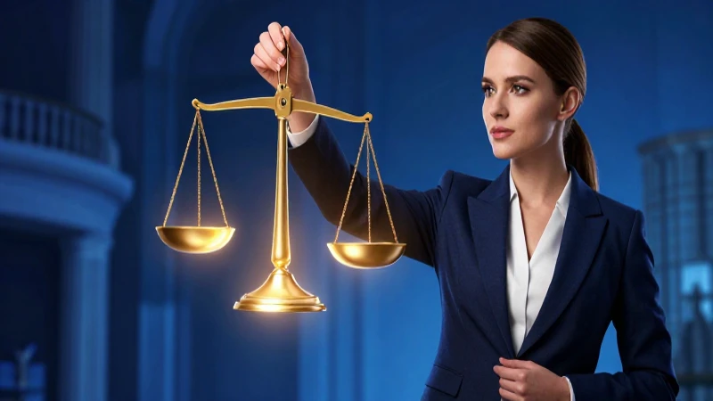 Educadora profesional sosteniendo balanza de justicia