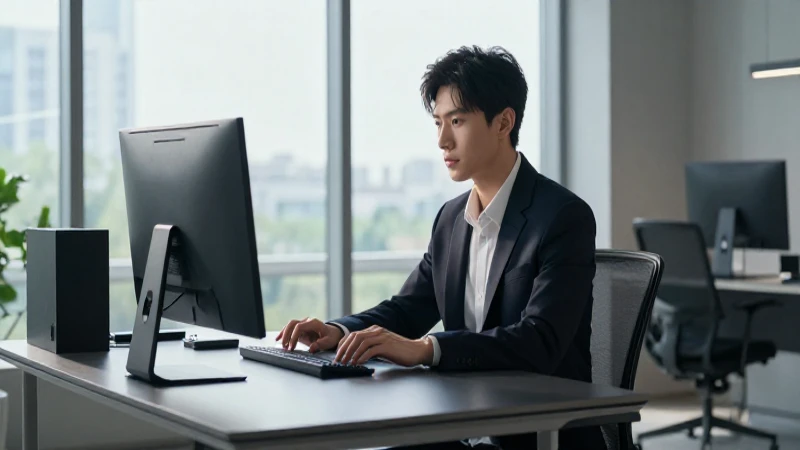 Joven profesional en un espacio de trabajo moderno e iluminado