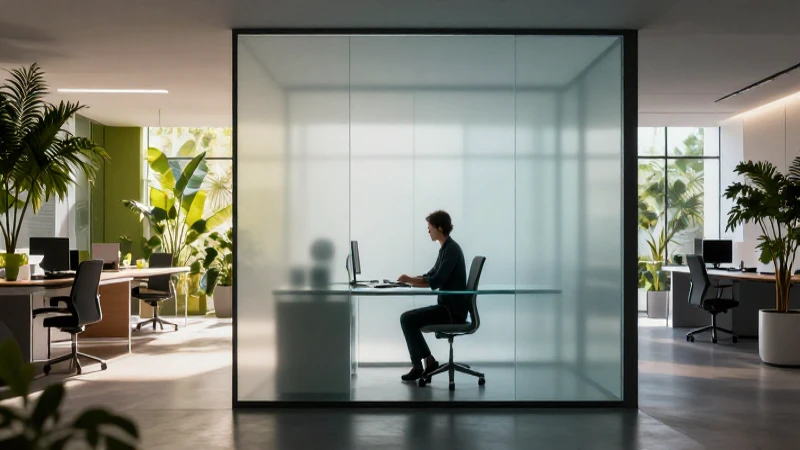 Oficina minimalista con contraste dramático