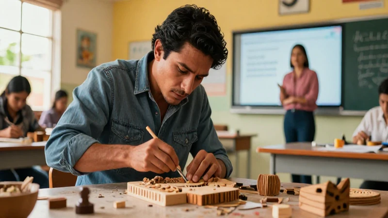 Artesanía mexicana y aula moderna